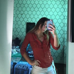 dark orange mid sleeve blouse